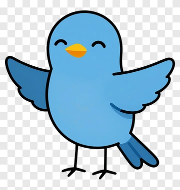 Blue Cartoon Bird With Yellow Beak PNG