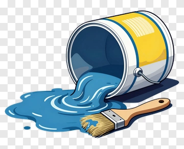 Blue Paint Bucket With Brush PNG