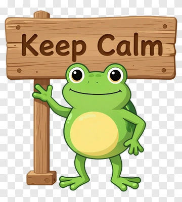 Frog Holding Keep Calm Sign PNG