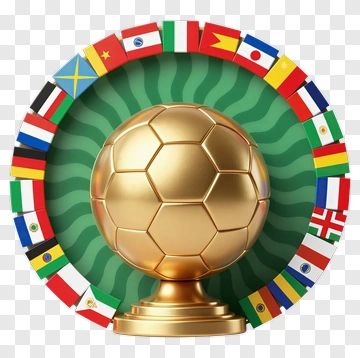 Golden Soccer Ball With International Flags PNG