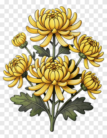 Yellow Chrysanthemum Bouquet PNG
