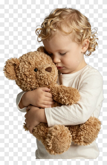 Child Hugging Teddy Bear PNG