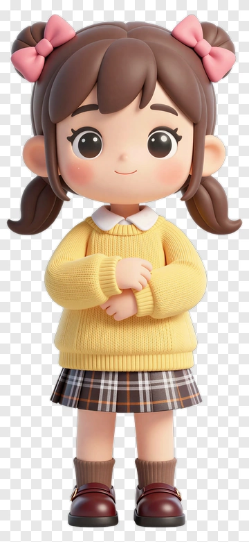 Cute Girl In School Uniform PNG
