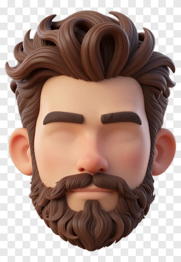 Man With Beard And Hair PNG