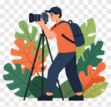 Photographer With Camera And Tripod PNG