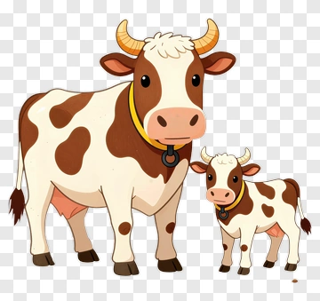 Mother Cow And Her Calf PNG