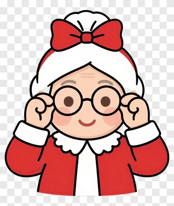 Cartoon Grandmother Wearing Red Coat PNG