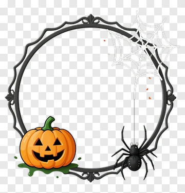 Halloween Decor With Jack-o-lantern And Spider PNG