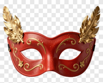 Red Mask With Gold Feathers PNG