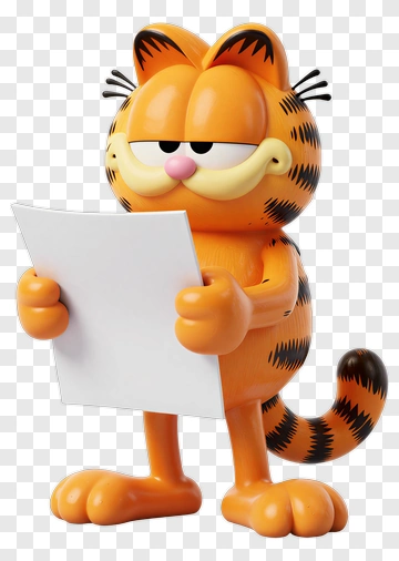 Garfield Holding A Blank Paper PNG