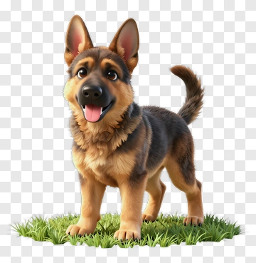 German Shepherd Puppy On Grass PNG
