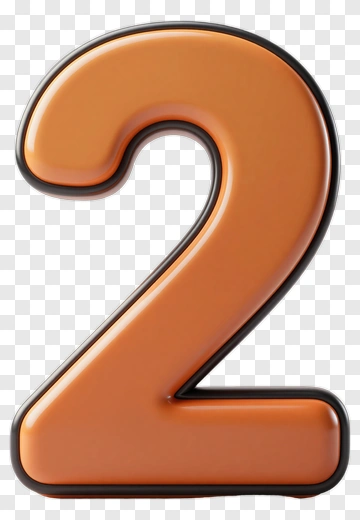 Orange Number Two 3D PNG