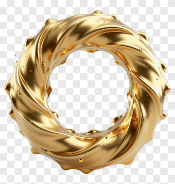 Golden Ring With Liquid Texture PNG