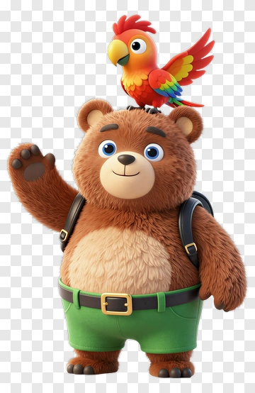 Bear And Parrot Adventure PNG
