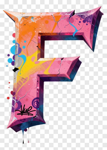 Graffiti Letter F With Splatter And Crack Effect PNG