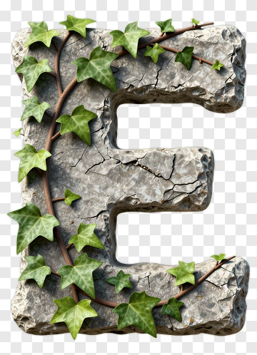 Stone Letter E With Ivy PNG