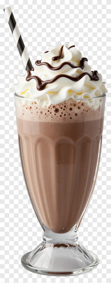 Chocolate Milkshake With Whipped Cream PNG