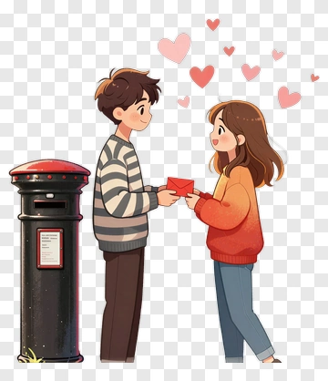 Boy And Girl Sharing A Letter PNG