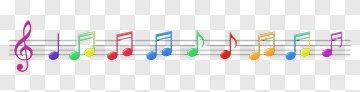 Colorful Musical Notes On Staff PNG