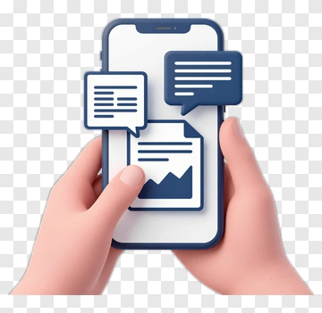 Hands Holding Smartphone With Chat And Document Icons PNG