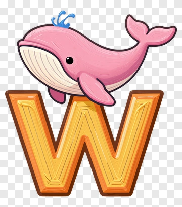 Pink Whale On Letter W PNG