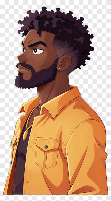 Man With Curly Hair And Beard PNG