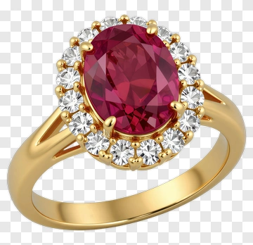 Ruby And Diamond Gold Ring PNG
