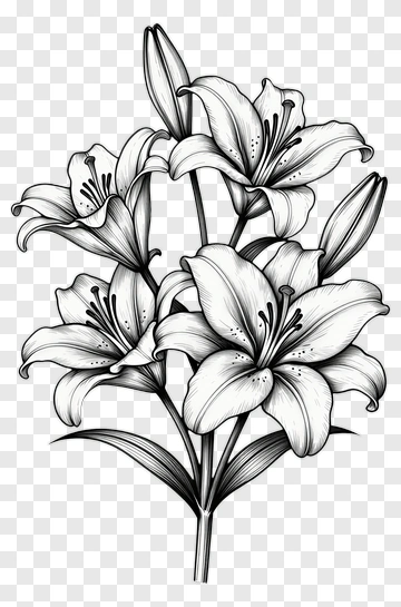 Hand Drawn Lily Blossoms PNG