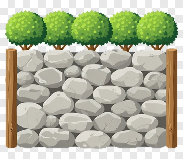 Stone Wall With Bushes PNG