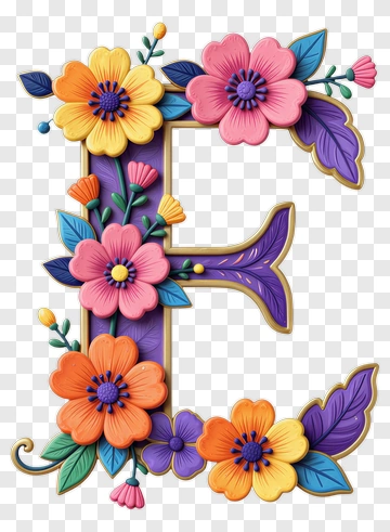 Floral Letter E Design PNG