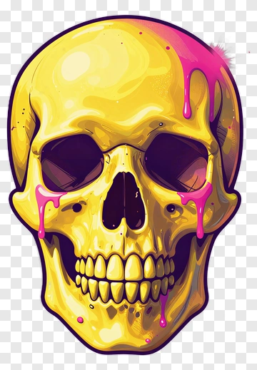 Golden Skull With Pink Paint PNG