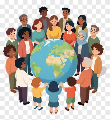 Global Community Around Globe PNG