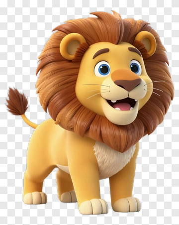Cartoon Lion With Friendly Expression PNG