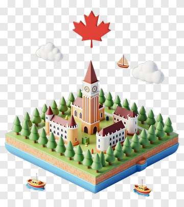 Castle With Canadian Maple Leaf PNG