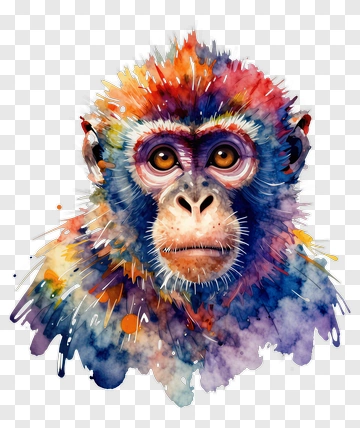 Chimpanzee Watercolor Portrait PNG