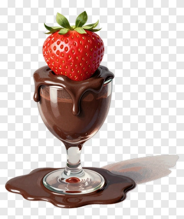 Strawberry With Chocolate In Glass PNG