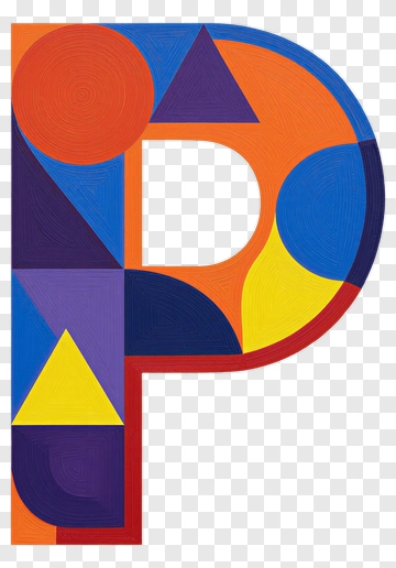 Abstract Letter P With Geometric Shapes PNG