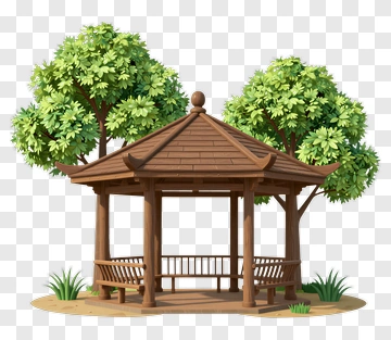 Wooden Gazebo With Trees PNG