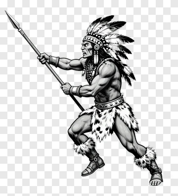 Native American Warrior With Spear PNG