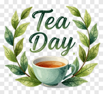 Tea Day With Leaf Wreath PNG
