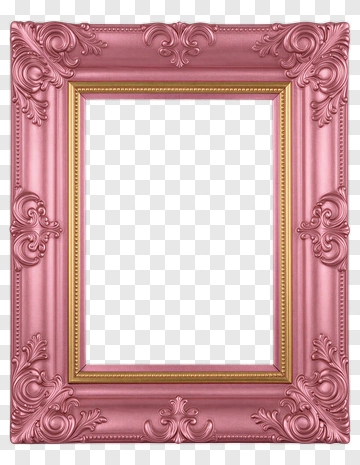 Pink Ornate Picture Frame With Gold Accents PNG