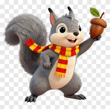 Cartoon Squirrel Holding Acorn PNG