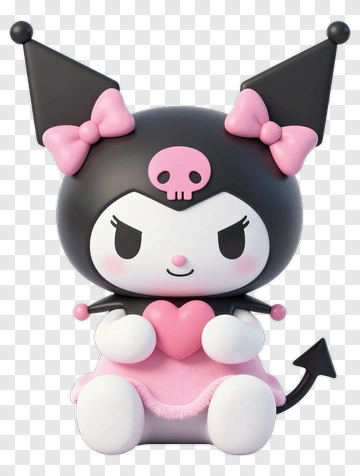 Kuromi Holding A Pink Heart PNG