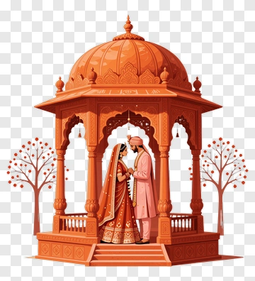 Couple In Traditional Indian Wedding Attire PNG