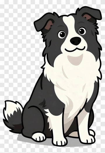 Cartoon Border Collie Sitting PNG