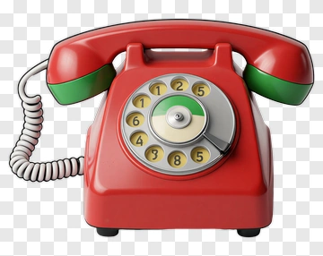 Red Rotary Telephone With Green Accents PNG