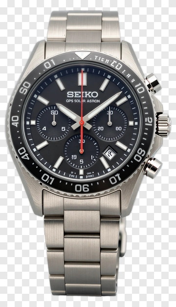 Seiko Chronograph Watch With Silver Band PNG