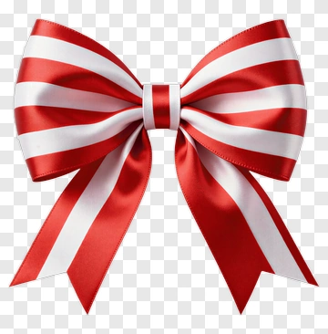 Red And White Striped Bow PNG