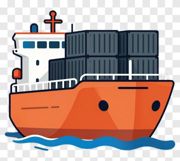 Container Ship At Sea PNG