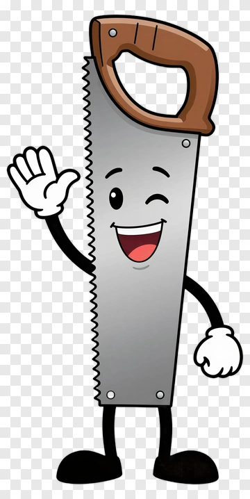 Hand Saw Character Waving PNG